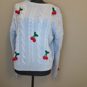 NWT Calligraphie for Anthropologie 3D Cherry Bombshell Sweater.